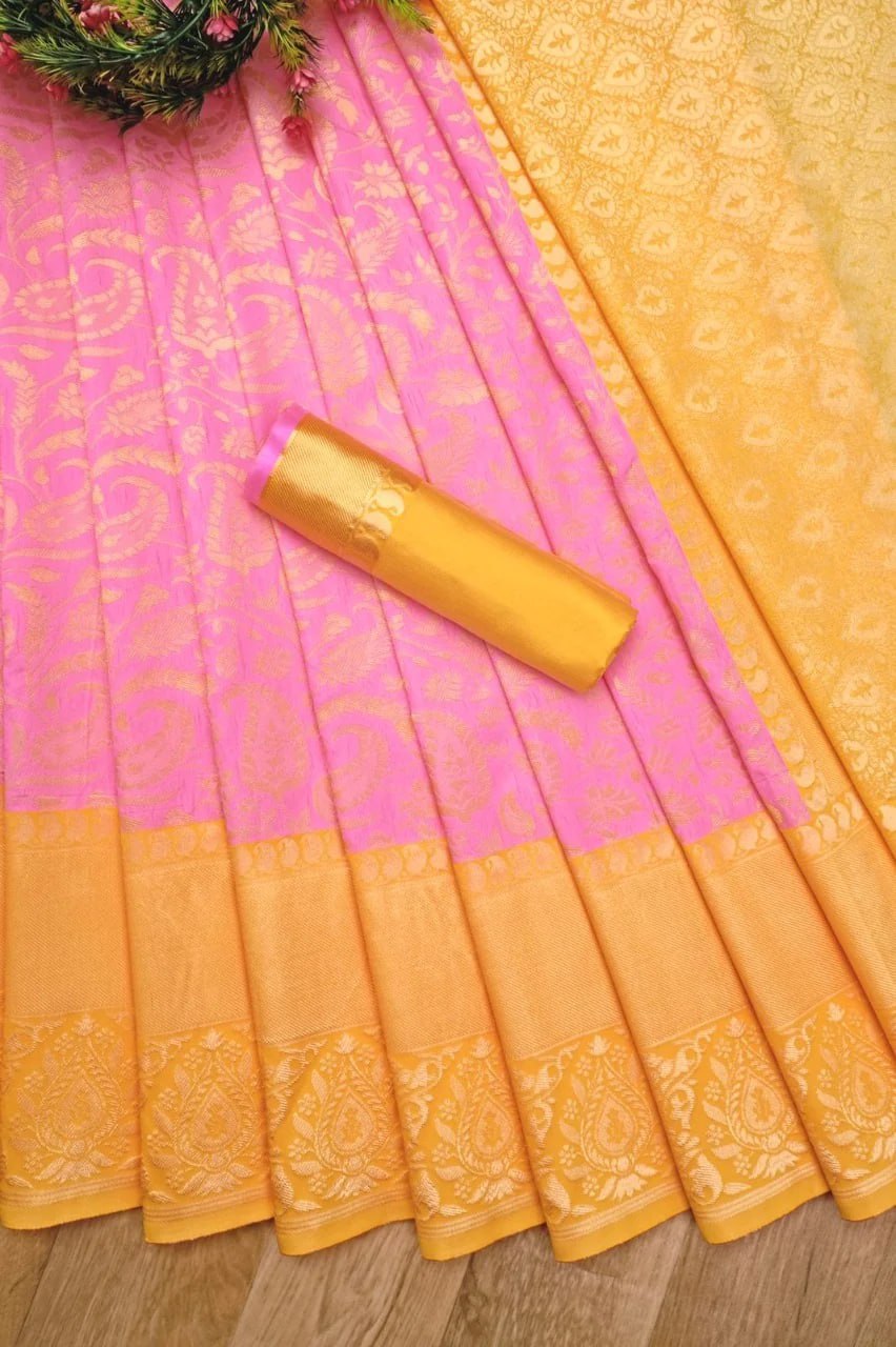 Beautiful Soft Lichi Silk Jacquard Work Sarees