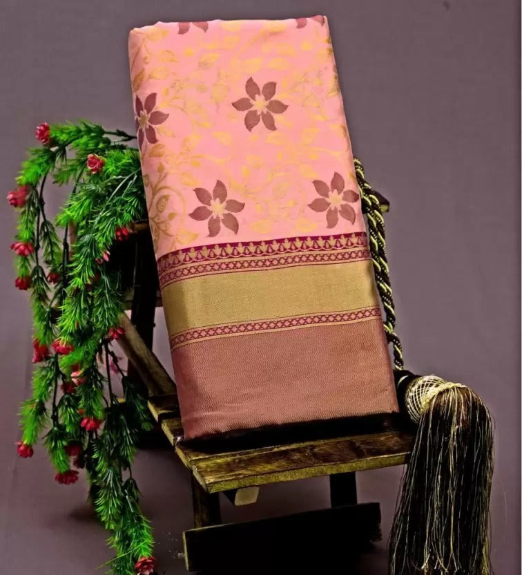 Tradtional Banarasi Soft Lichi Silk Jacquard Work Sarees