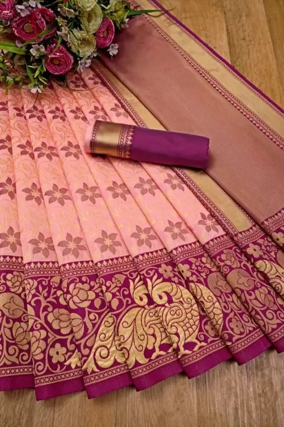 Tradtional Banarasi Soft Lichi Silk Jacquard Work Sarees