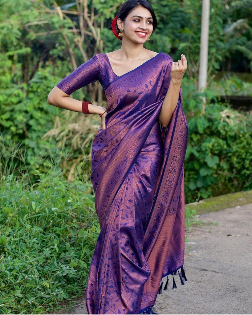 Beautiful Soft Lichi Silk Jacquard Work Sarees
