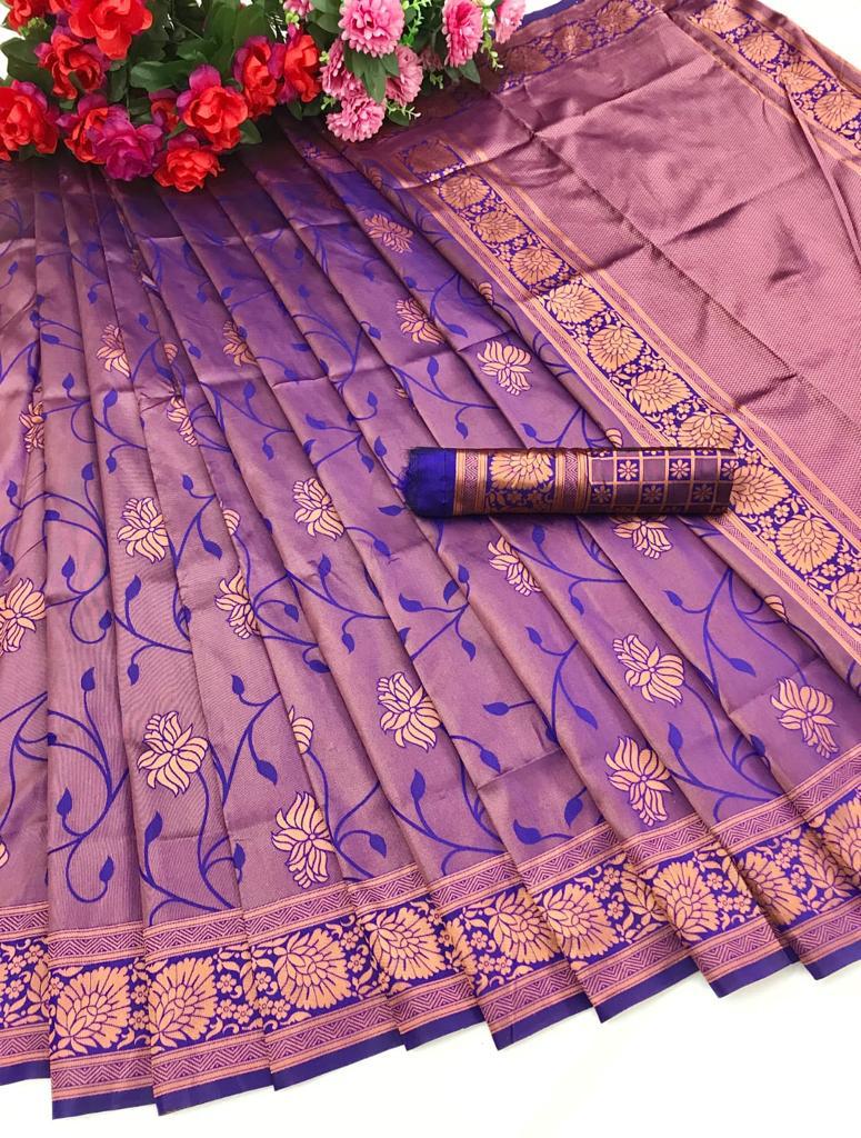 Beautiful Soft Lichi Silk Jacquard Work Sarees