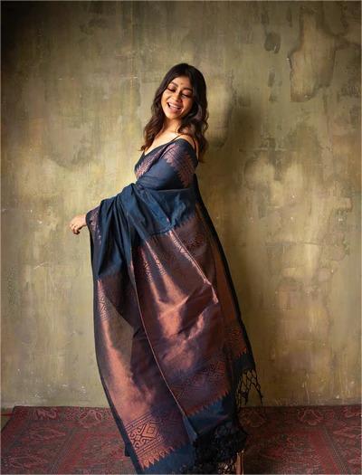 Designer Banarasi Soft Lichi Silk Jacquard Work Sarees