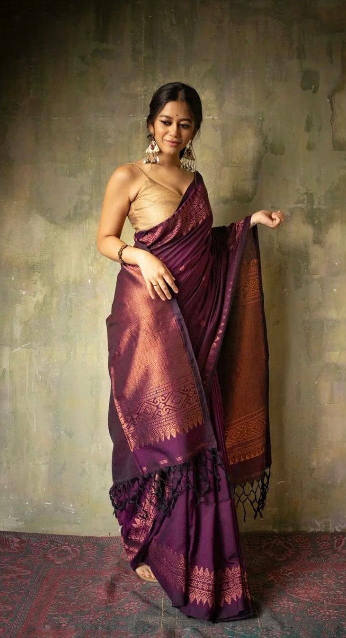 Designer Banarasi Soft Lichi Silk Jacquard Work Sarees