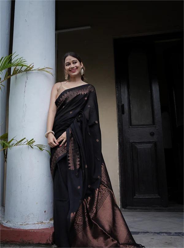 Designer Banarasi Soft Lichi Silk Jacquard Work Sarees