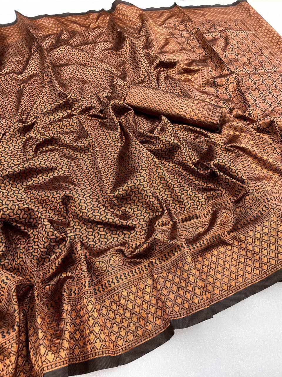 Tranding Banarasi Soft Lichi Silk Jacquard Work Sarees