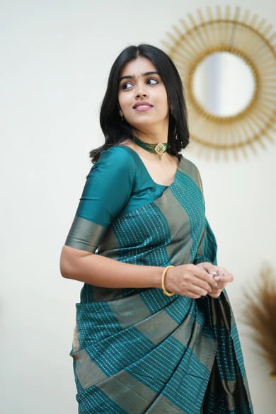 Beautiful Soft Lichi Silk Jacquard Work Sarees