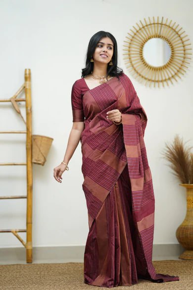 Beautiful Soft Lichi Silk Jacquard Work Sarees