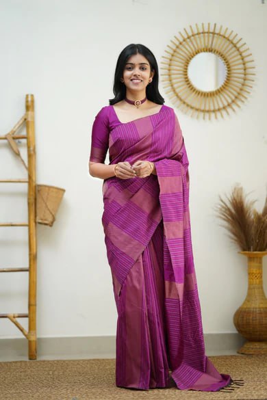 Beautiful Soft Lichi Silk Jacquard Work Sarees