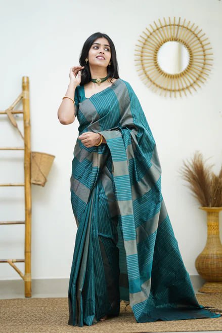 Beautiful Soft Lichi Silk Jacquard Work Sarees