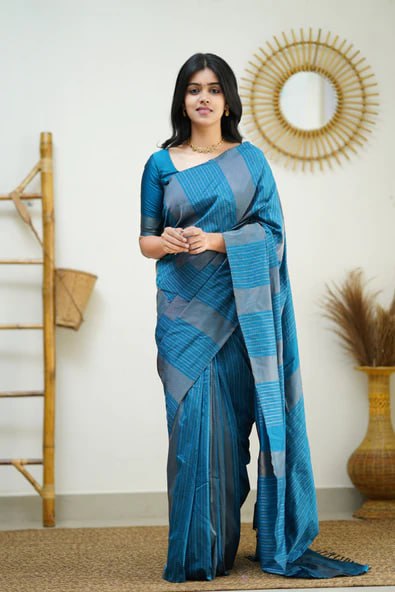 Beautiful Soft Lichi Silk Jacquard Work Sarees