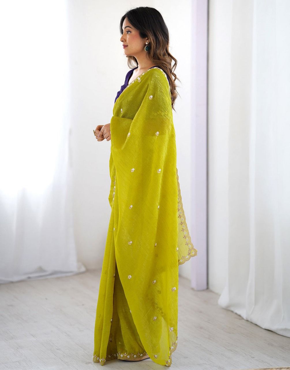 Designer Chiffon With Embroidery Work Sarees