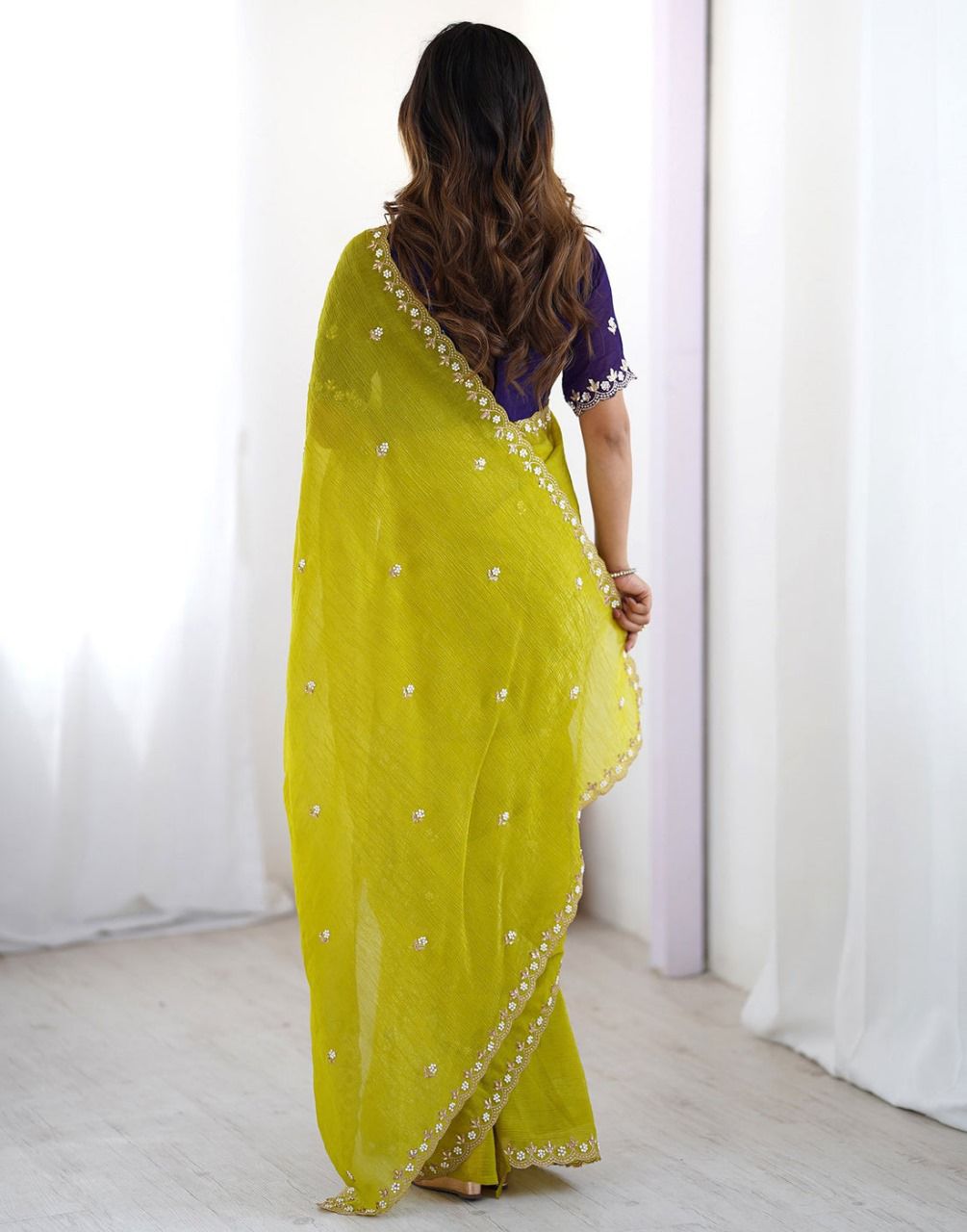 Designer Chiffon With Embroidery Work Sarees