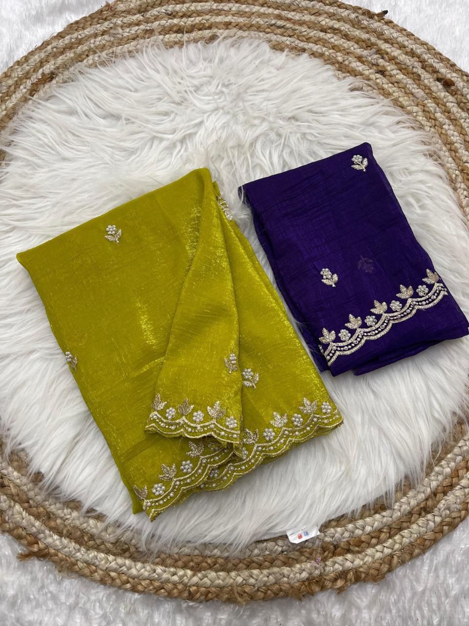 Designer Chiffon With Embroidery Work Sarees