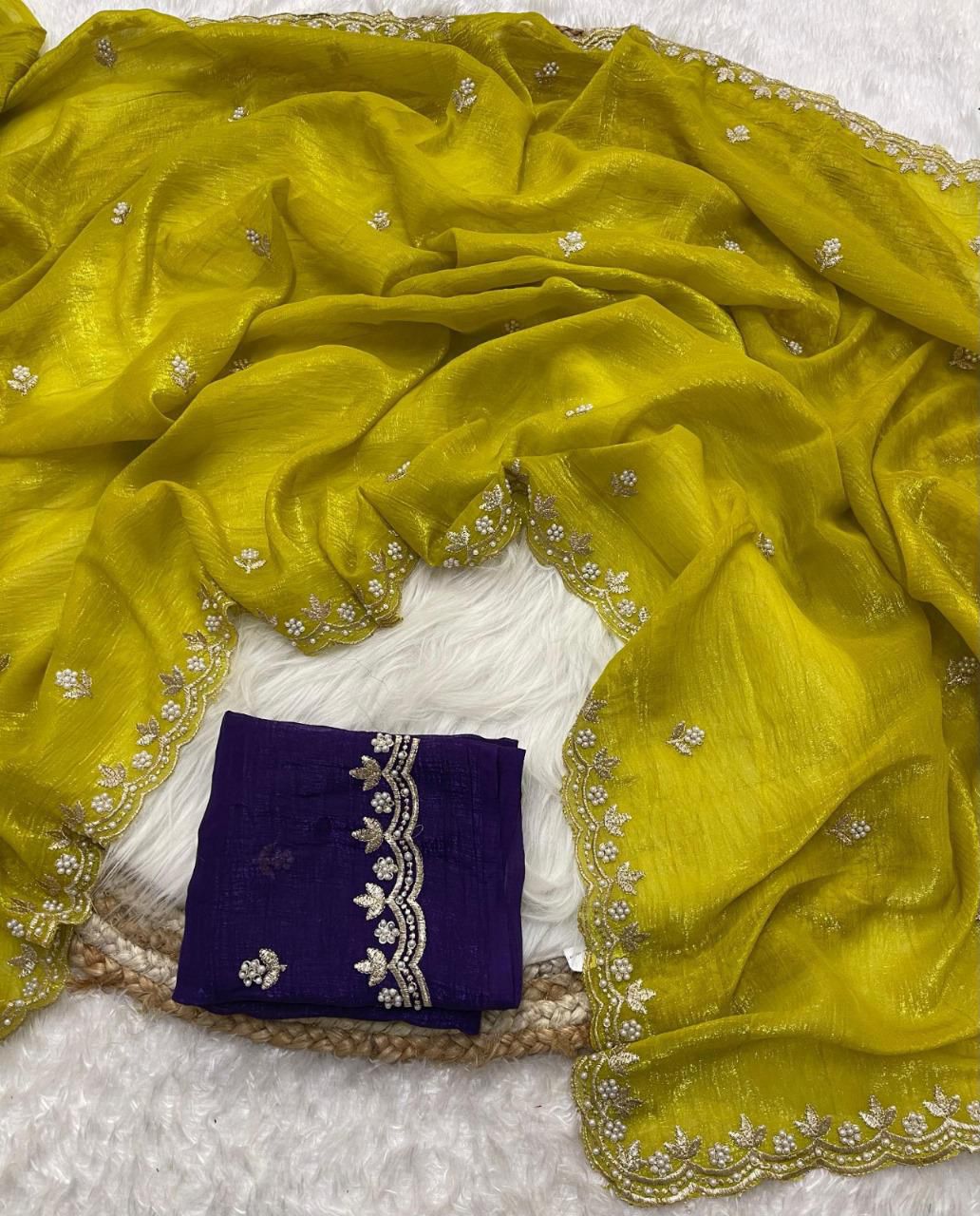 Designer Chiffon With Embroidery Work Sarees