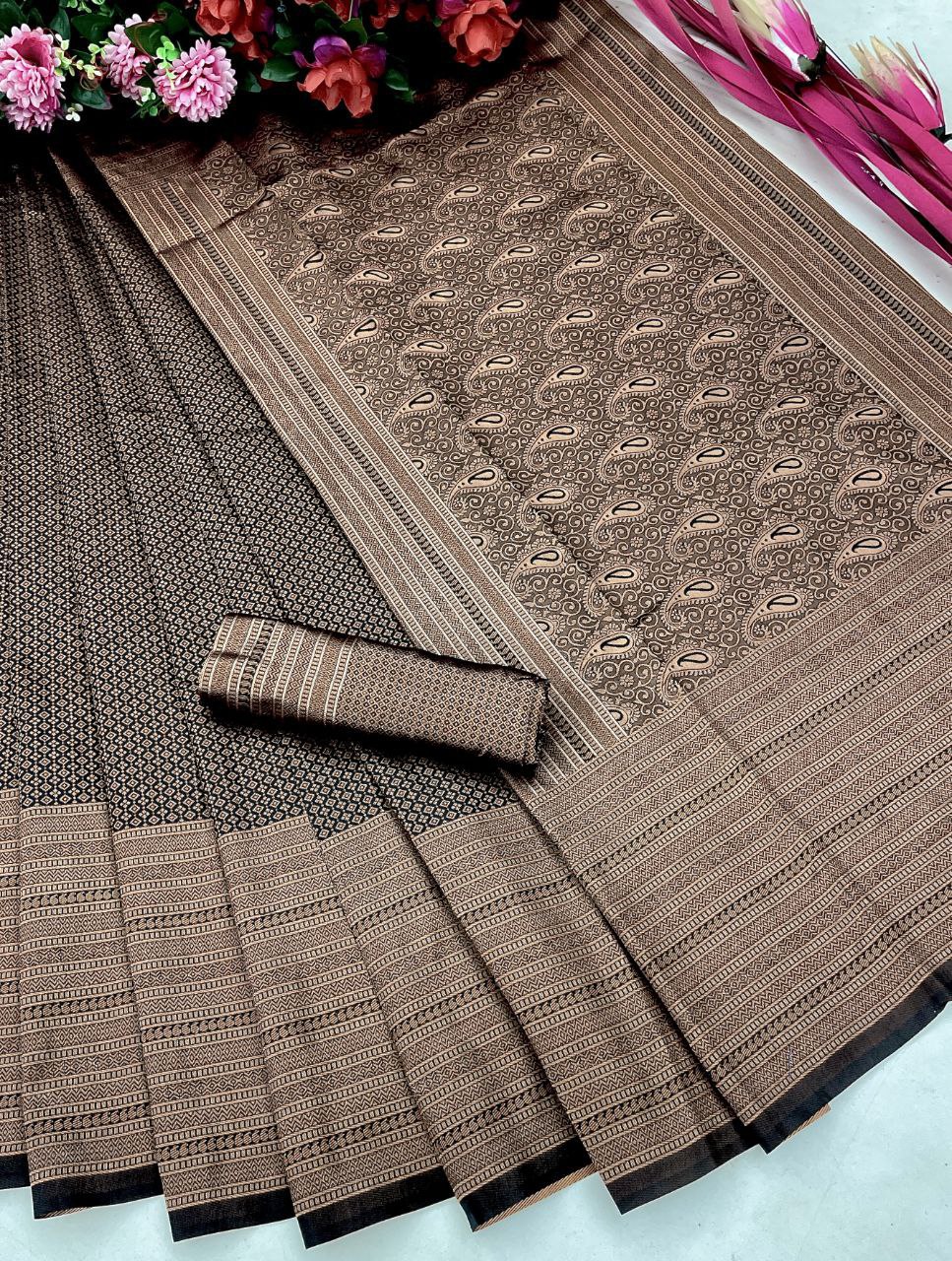 Exclusive Soft Lichi Silk With Jacquard Work Sarees