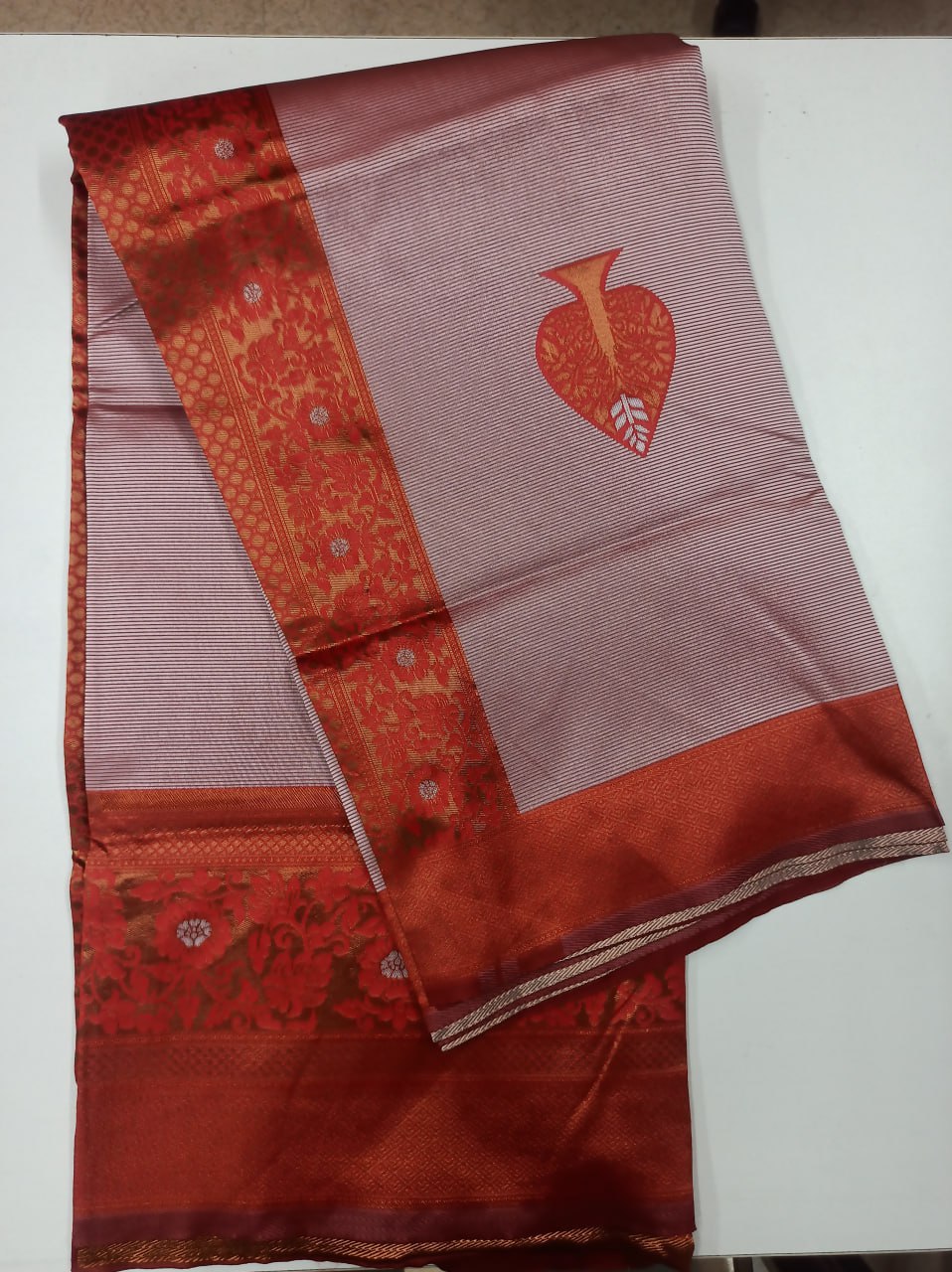 Partywear Soft Lichi Silk With Copper Jacquard Work Sarees