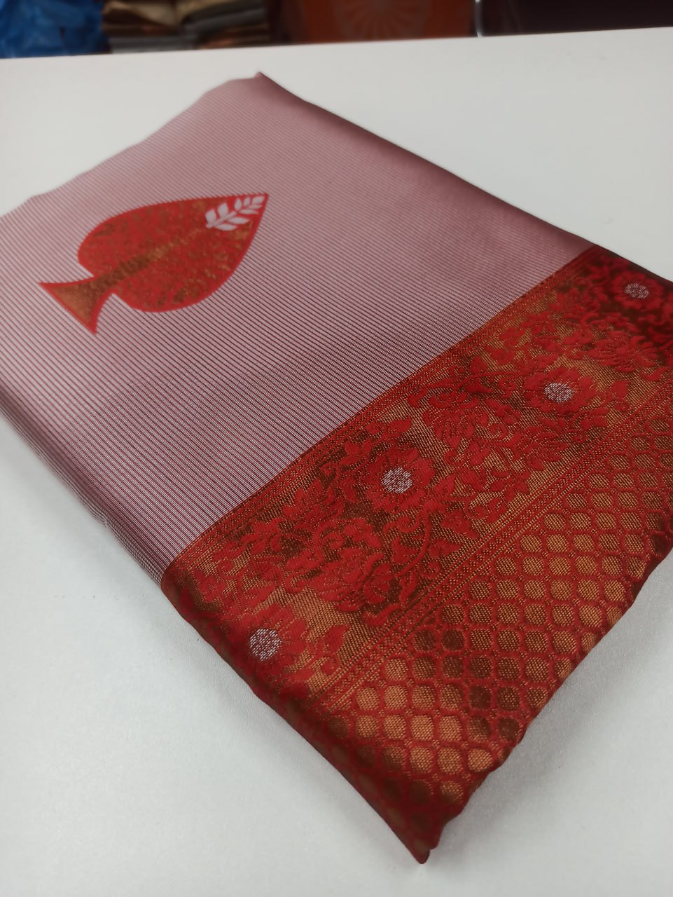 Partywear Soft Lichi Silk With Copper Jacquard Work Sarees