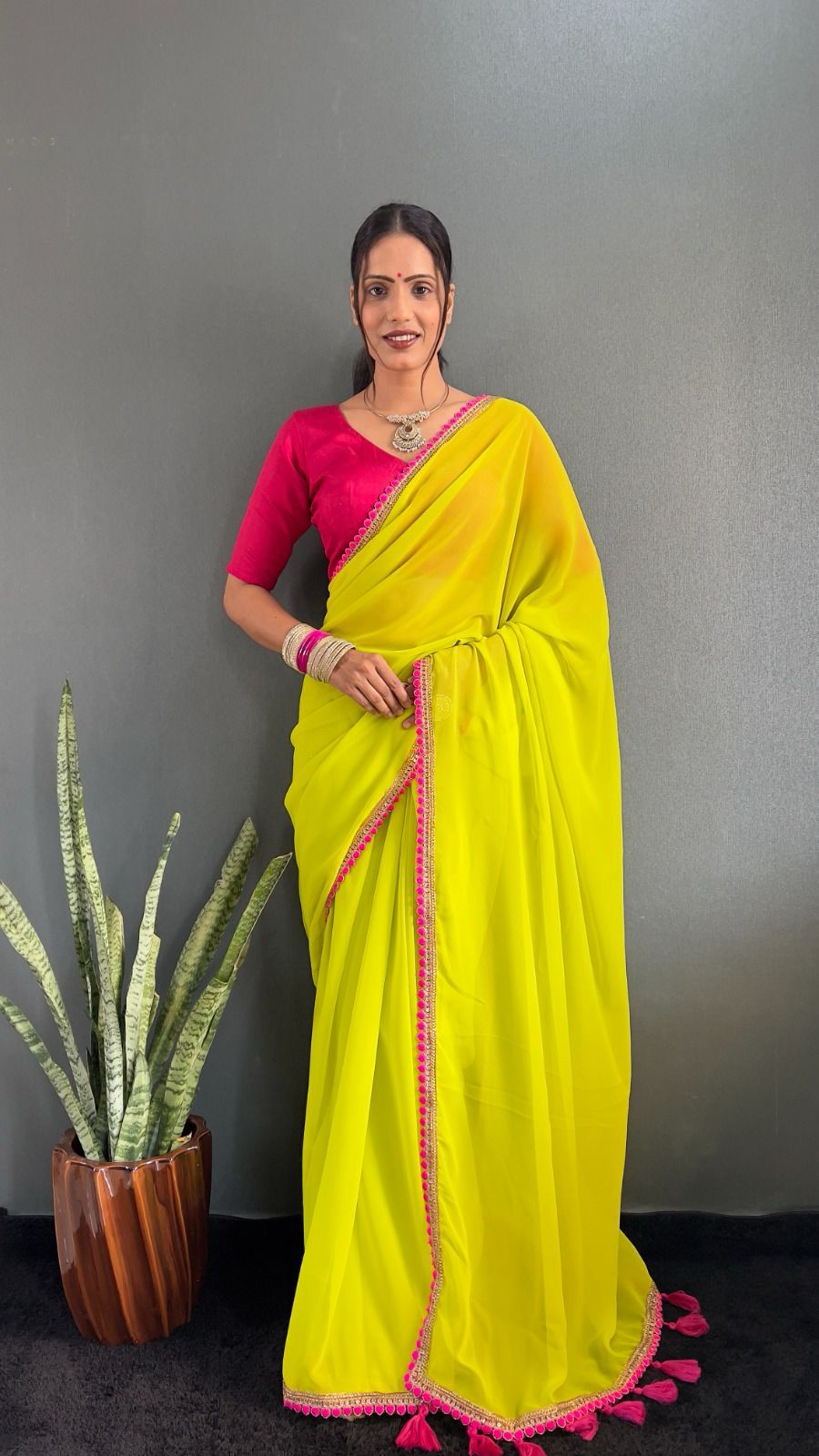 Designer Soft Georgette Fancy Lace With Heavy Latkan Sarees