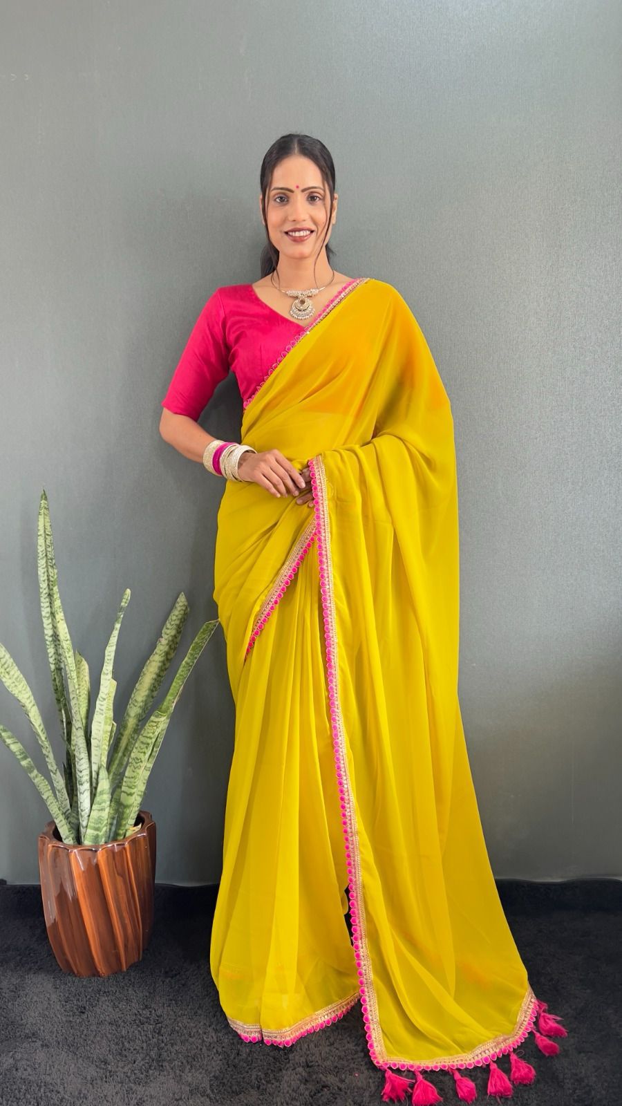 Designer Soft Georgette Fancy Lace With Heavy Latkan Sarees