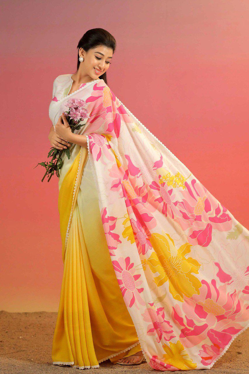 Exclusive Soft Georgette With Fancy Lace Sarees