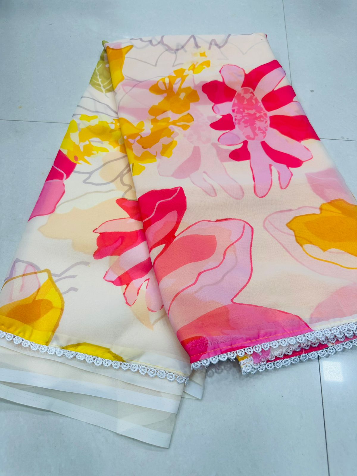 Exclusive Soft Georgette With Fancy Lace Sarees