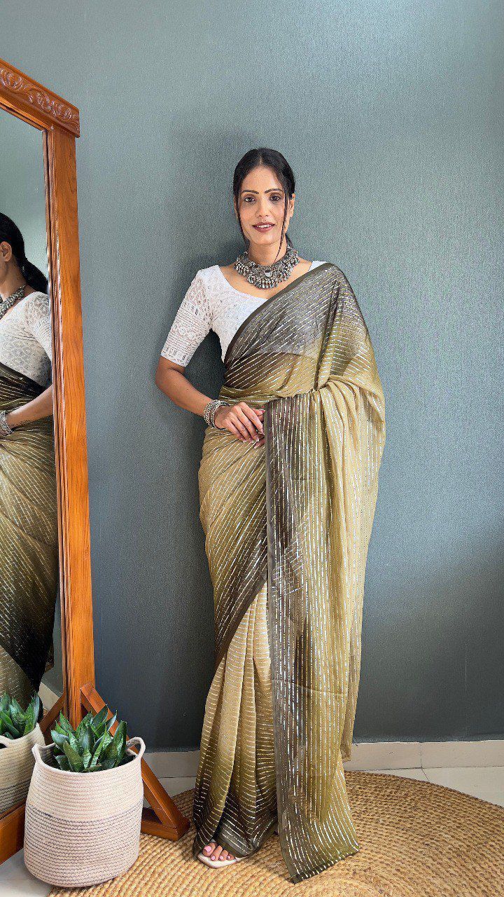 Exclusive Soft Naylone With Sequence Work Sarees