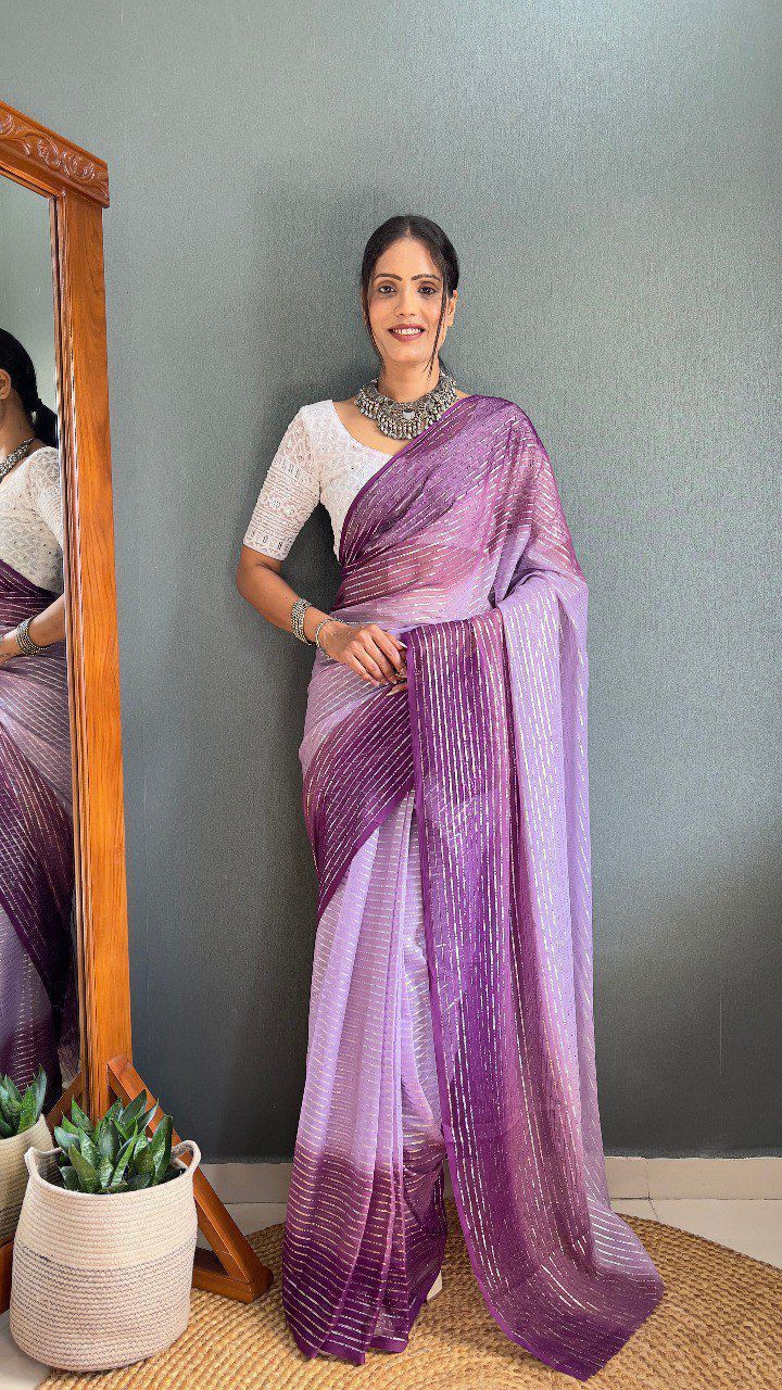 Exclusive Soft Naylone With Sequence Work Sarees