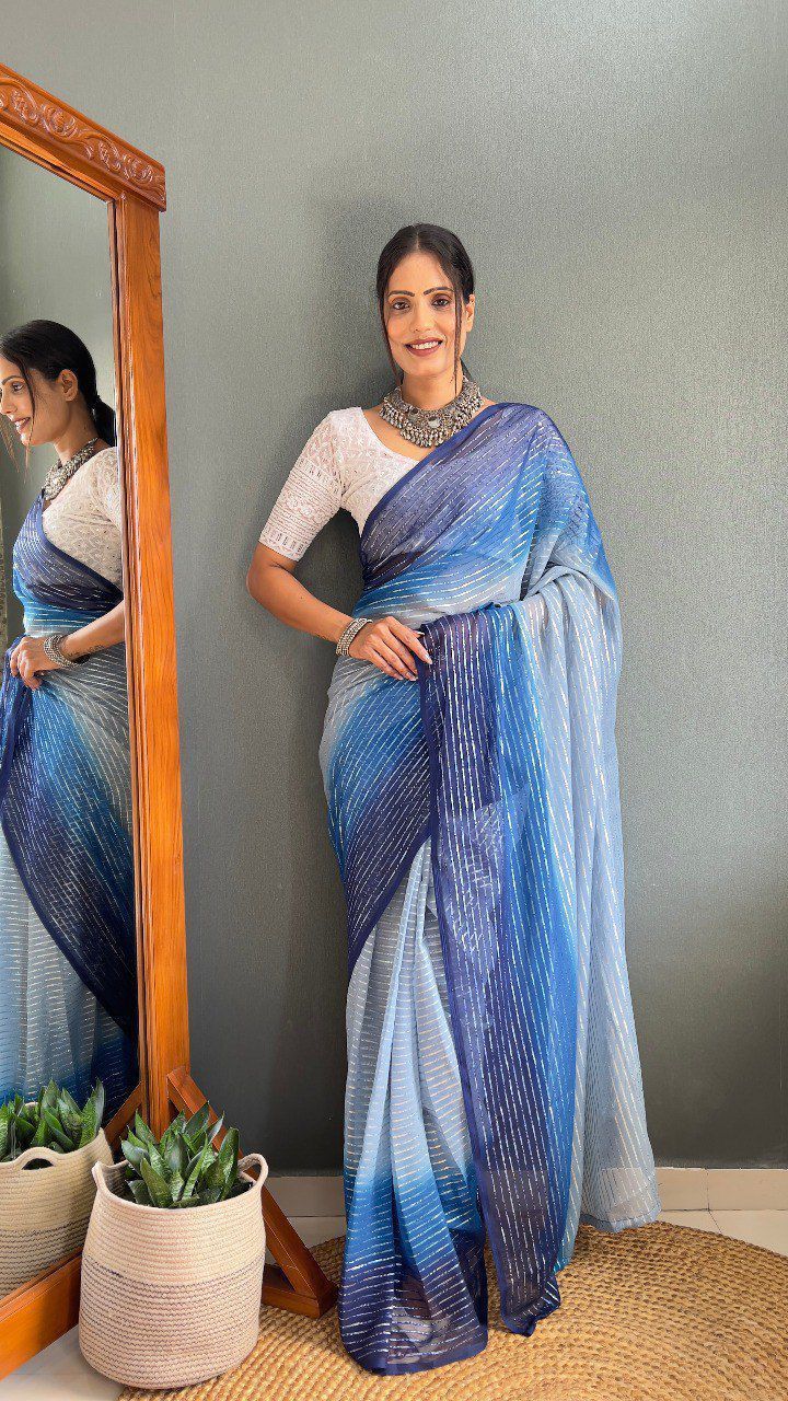 Exclusive Soft Naylone With Sequence Work Sarees