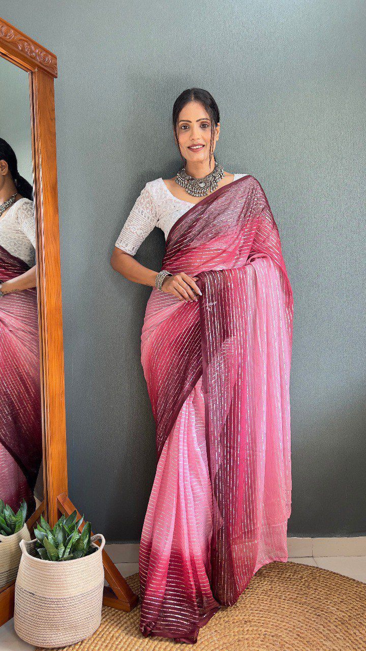 Exclusive Soft Naylone With Sequence Work Sarees