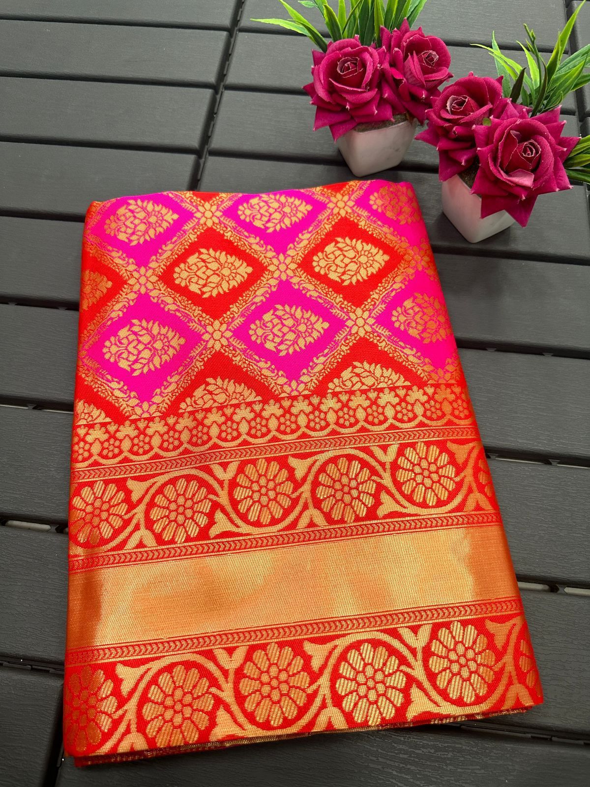 Beautiful Soft Lichi Silk Jacquard Work Sarees
