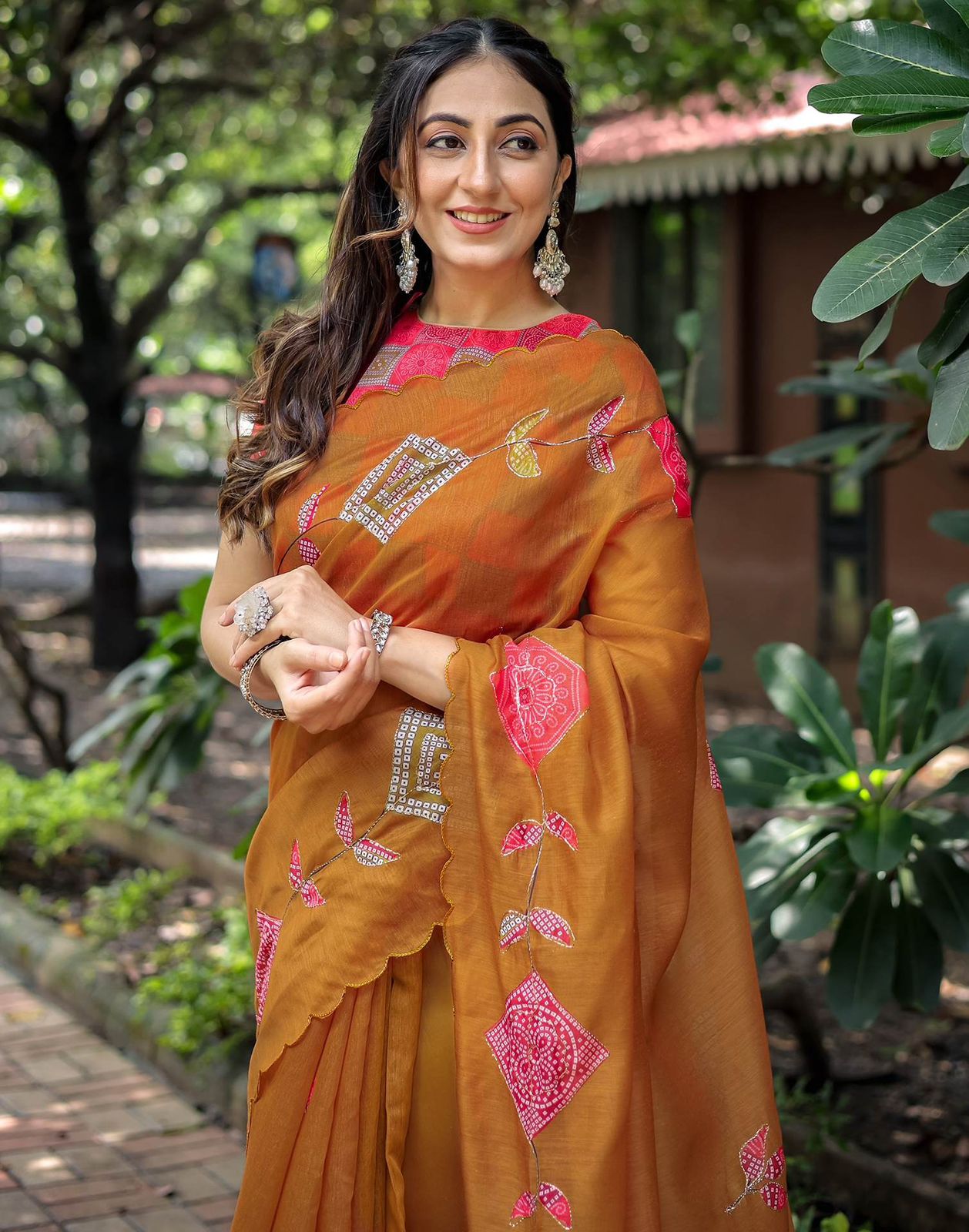 Beautiful Soft Chanderi Cotton Embroidery Work Sarees