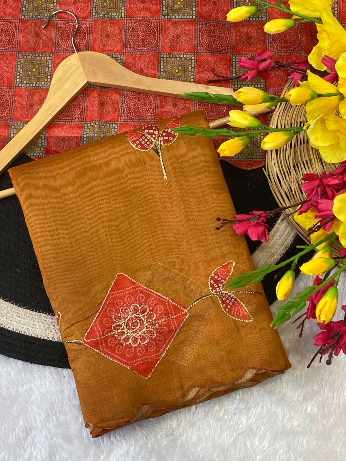 Beautiful Soft Chanderi Cotton Embroidery Work Sarees