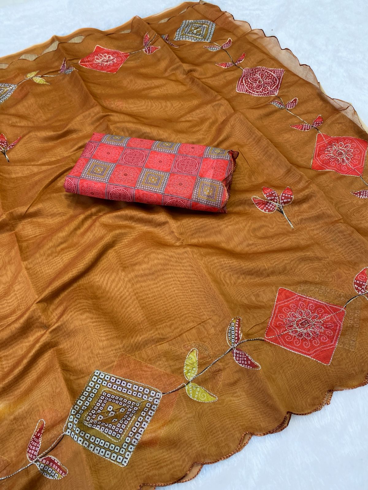 Beautiful Soft Chanderi Cotton Embroidery Work Sarees