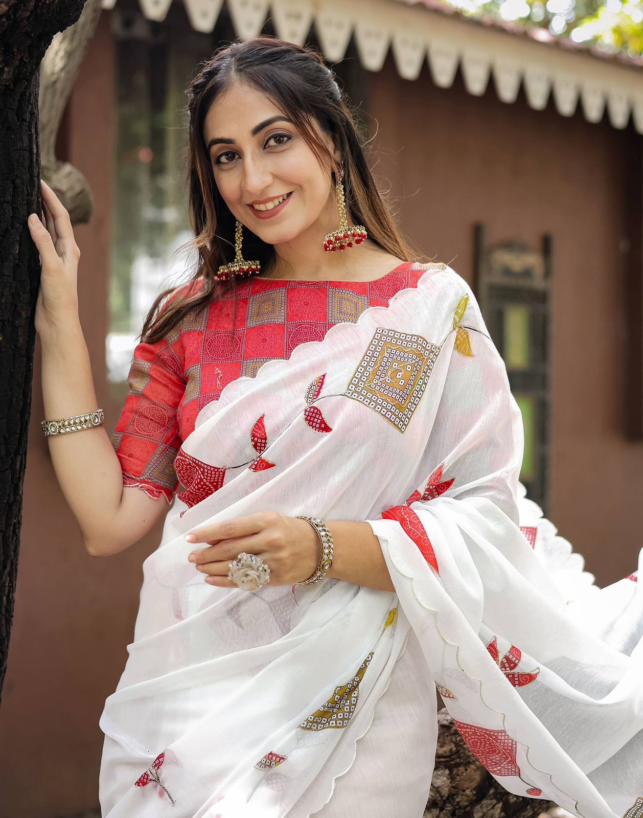 Beautiful Soft Chanderi Cotton Embroidery Work Sarees