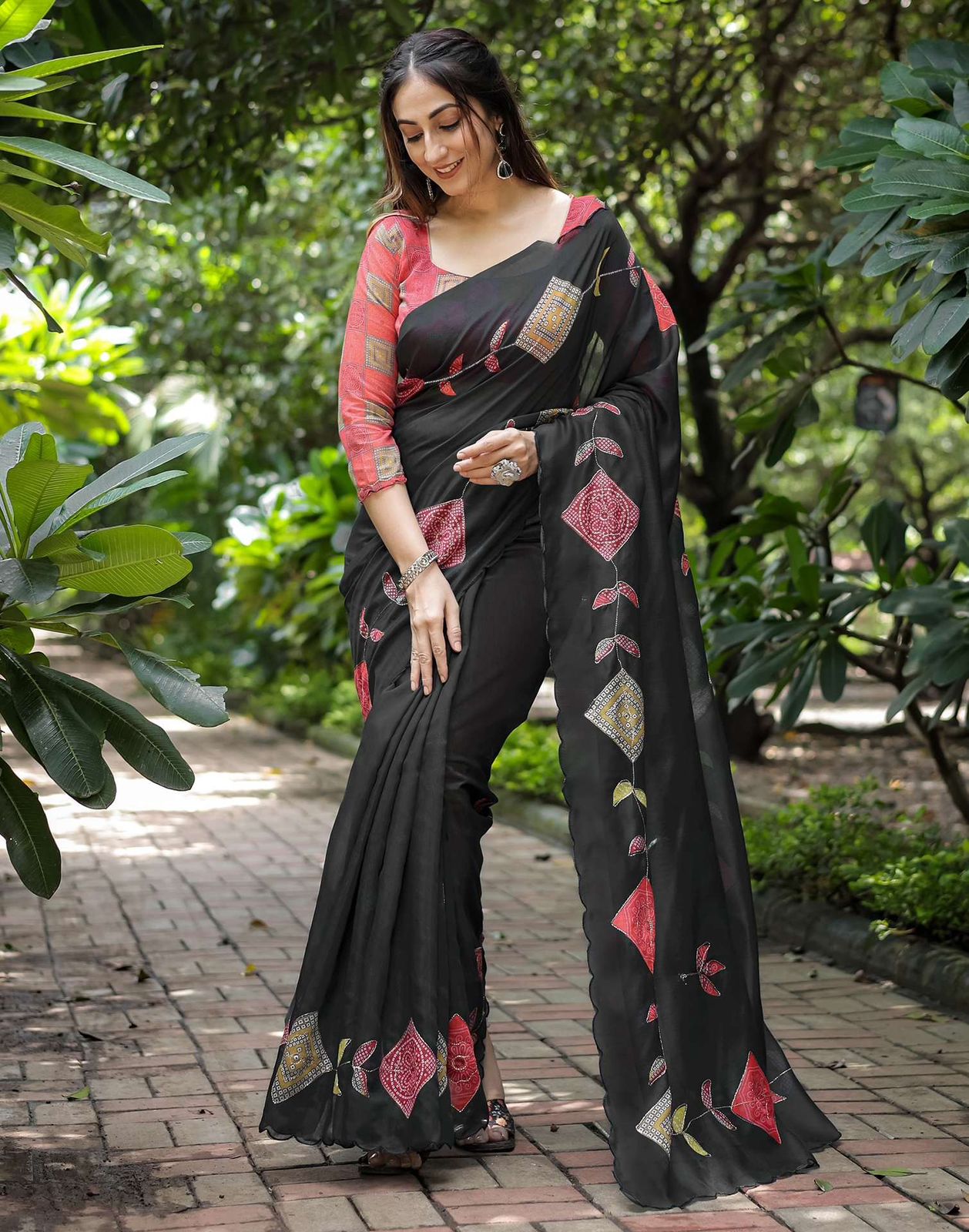 Beautiful Soft Chanderi Cotton Embroidery Work Sarees