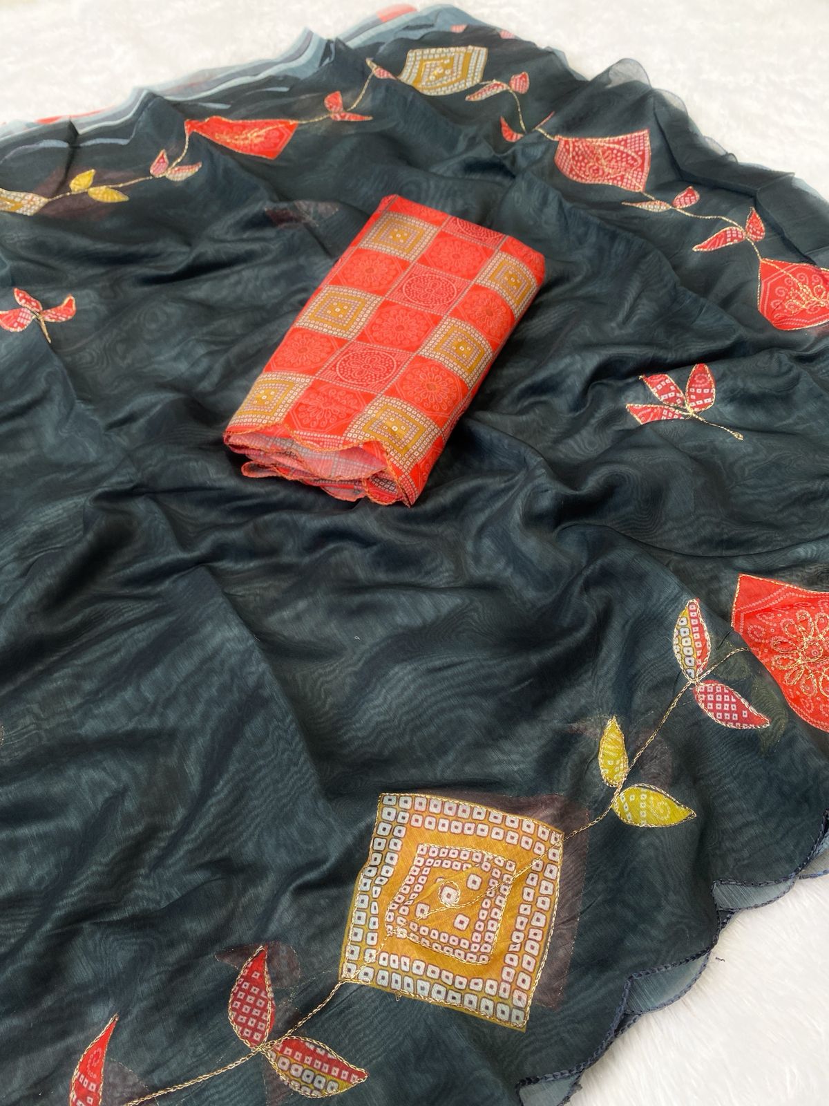 Beautiful Soft Chanderi Cotton Embroidery Work Sarees