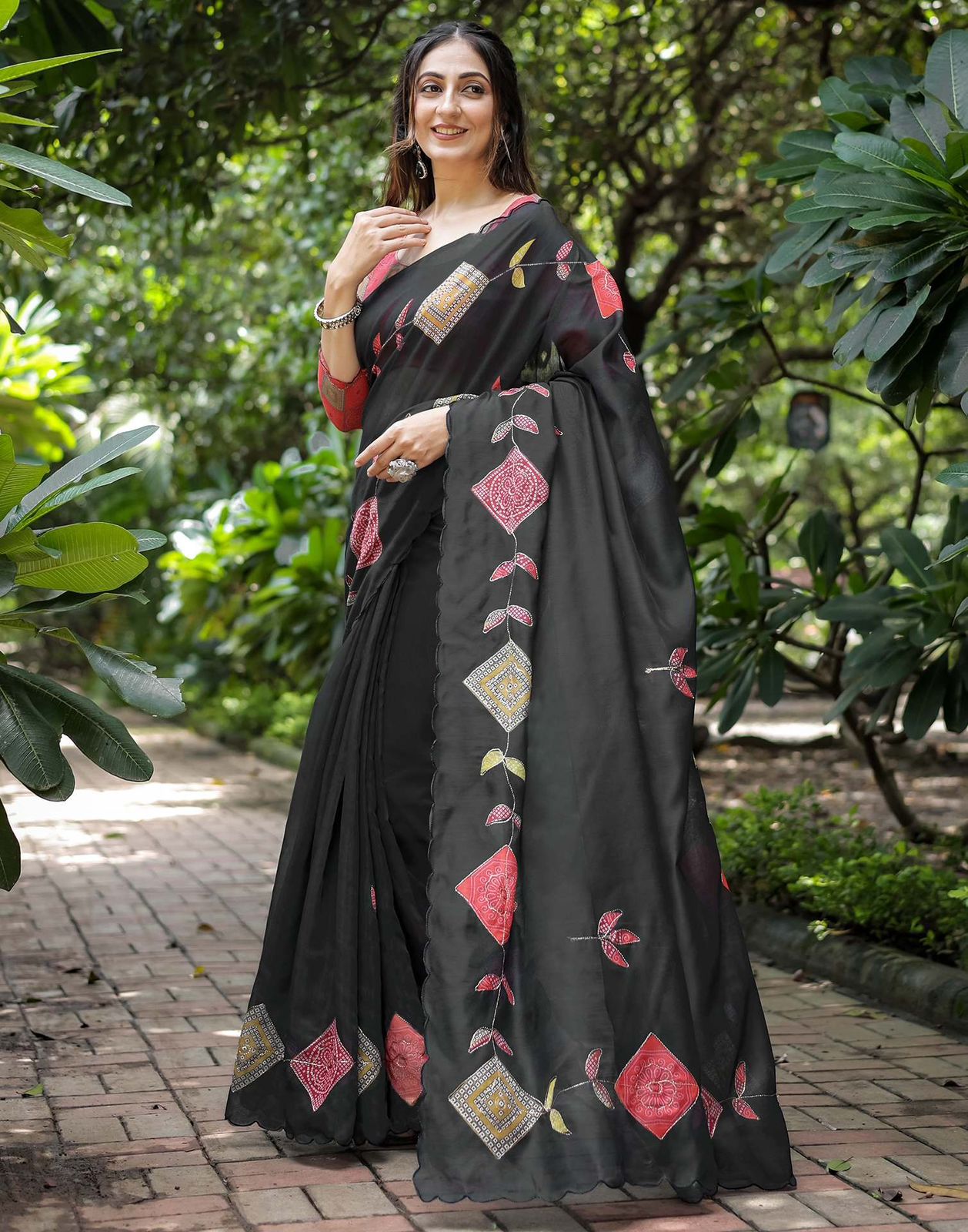 Beautiful Soft Chanderi Cotton Embroidery Work Sarees