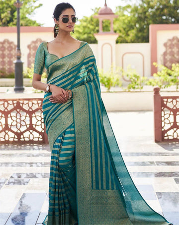 Partywear Banarasi Soft Lichi Silk Jacquard Work Sarees