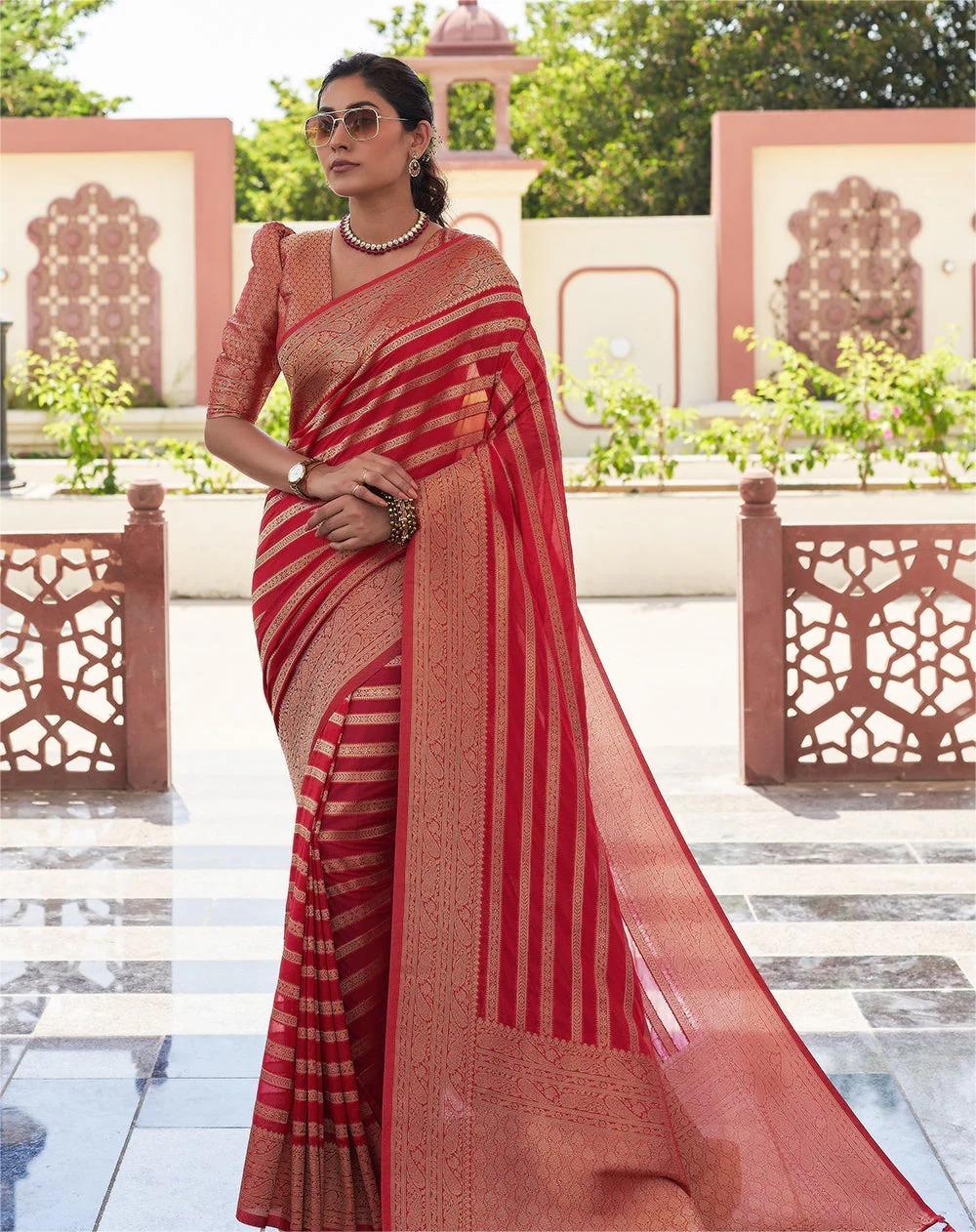 Partywear Banarasi Soft Lichi Silk Jacquard Work Sarees