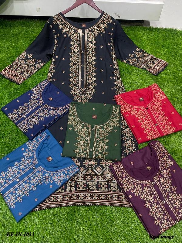 Beautiful Heavy Rayon Foil Printed Kurti