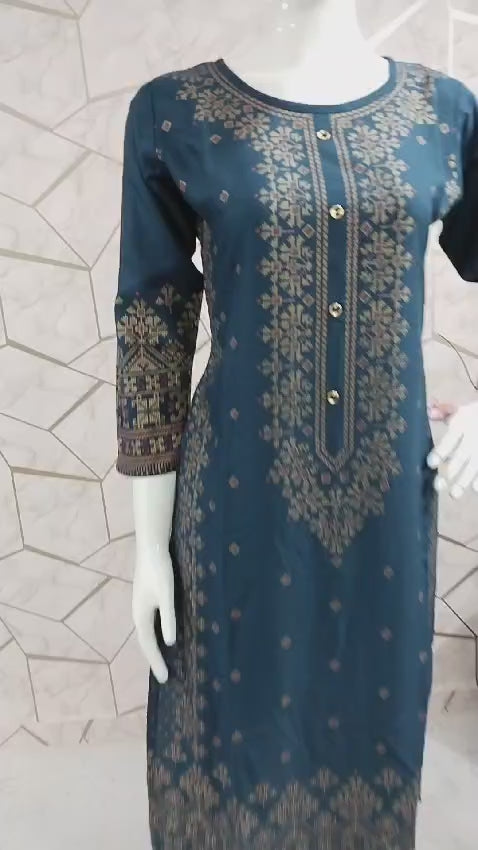 Beautiful Heavy Rayon Foil Printed Kurti