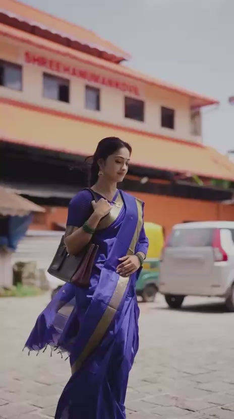 Elegant Soft Linan Slub Jacquard Work Sarees