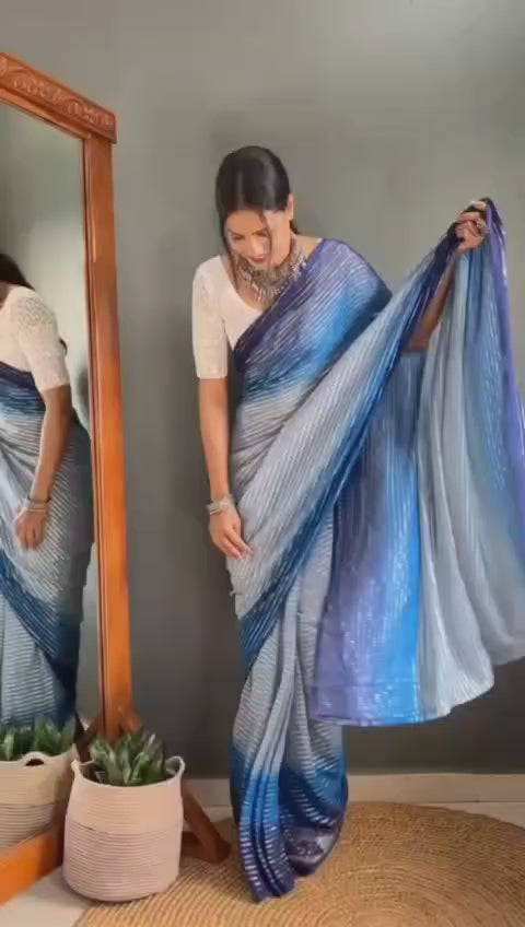 Exclusive Soft Naylone With Sequence Work Sarees