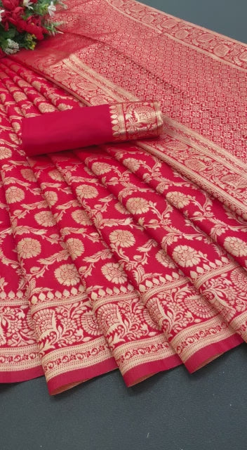 Exclusive Banarasi Soft Lichi Silk With Jacquard Work Sarees